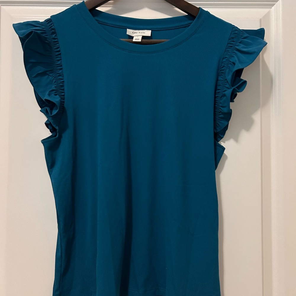 Chico's Teal Ruffle Sleeve Blouse